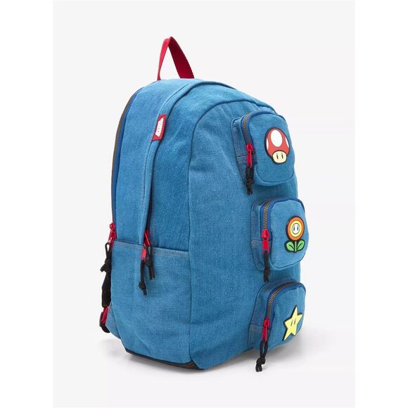 Nintendo Super Mario Bros. Icons Denim Multi-Pocket Backpack - Picture 3 of 5